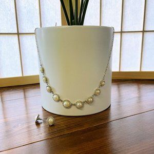 Faux Pearl Necklace and Earring Set